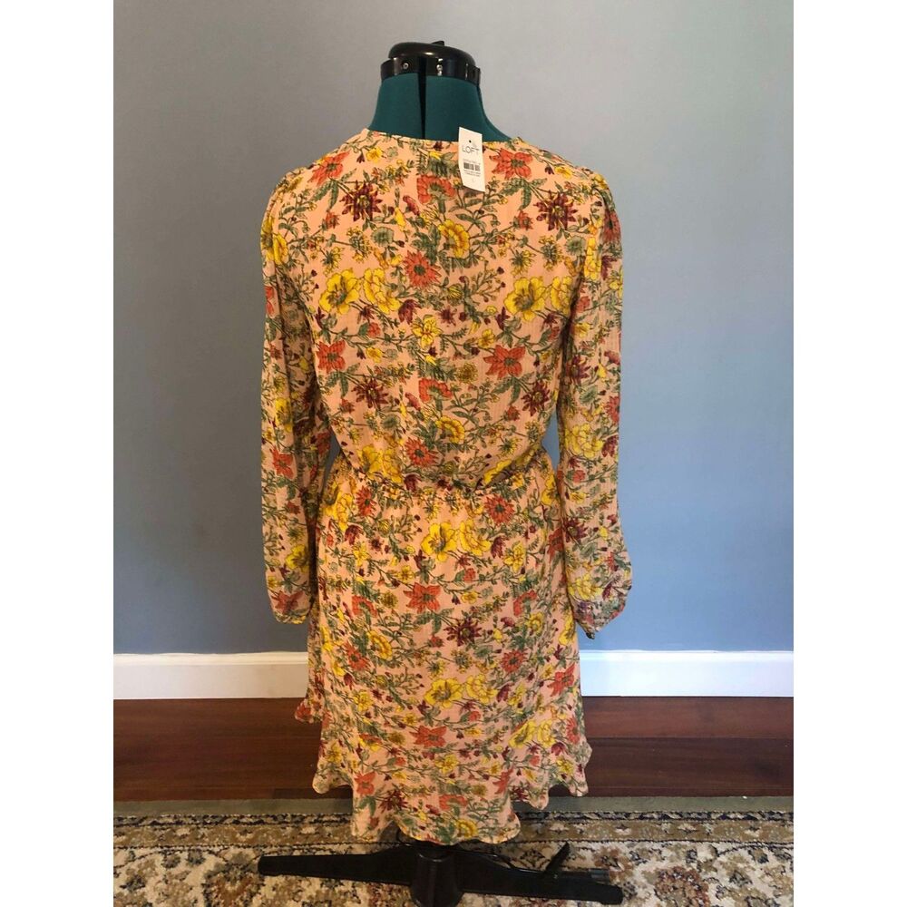 LOFT Garden Flounce Wrap Longsleeve Floral Dress, NWT, size S - Picture 5 of 5